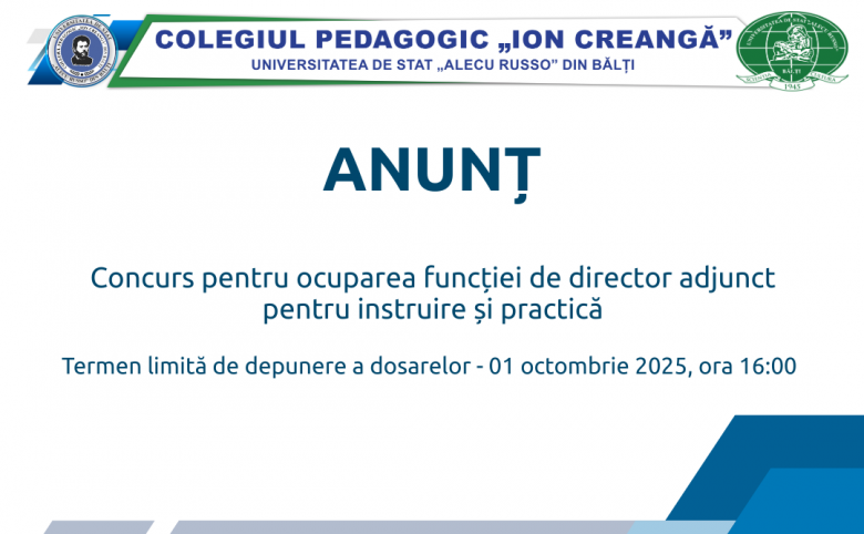 Concurs pentru ocuparea funcției de director adjunct